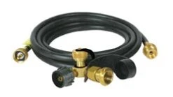 Camco 59143 Propane Supply Splitter Female Prest-O-Lite (POL) And Male ACME Thread X 1 Inch-20 Male Throwaway Cylinder Thread