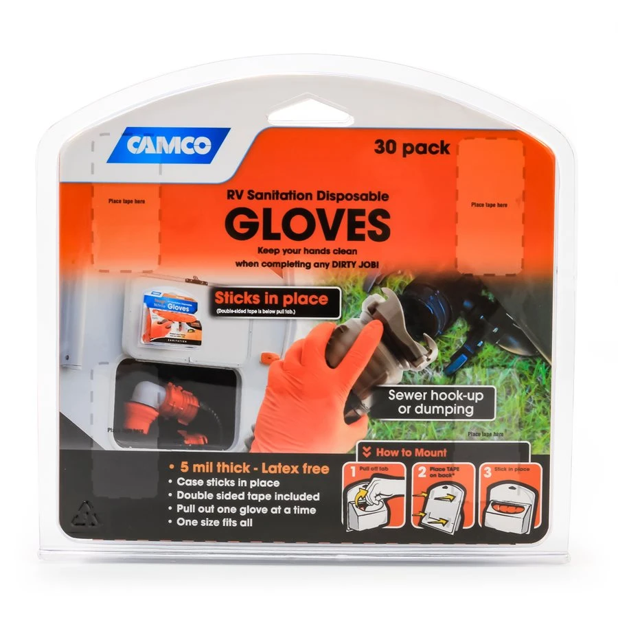 Camco Orange Rv Sanitation Disposable Nitrile Gloves 30-Pack - Image 2