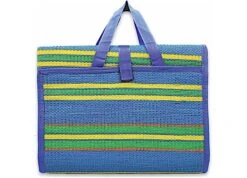 Camco 42814 Patio Mat 6 Foot X 9 Foot Blue/ Green Stripes