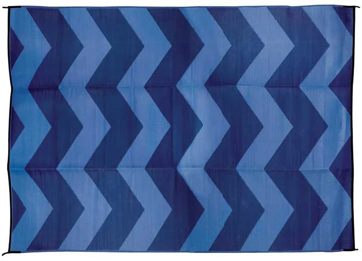 Camco 42858 Patio Mat 9 Foot X 12 Foot Blue Chevron Design