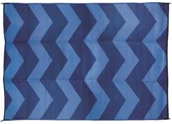 Camco 42878 Patio Mat 6 Foot X 9 Foot Blue Chevron Design