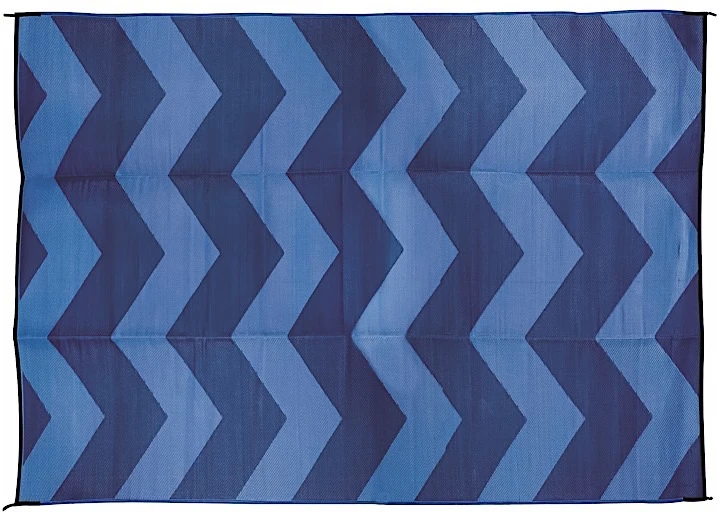Camco 42878 Patio Mat 6 Foot X 9 Foot Blue Chevron Design