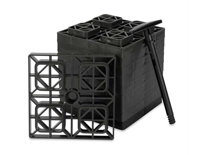 Camco 44521 FasTen Interlocking Leveling Blocks 8-1/2" X 8-1/2" Set Of 10 Brown