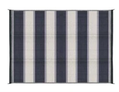 Camco 42871 Open Air Reversible Outdoor Mat 6'x9' Blue-Stripe