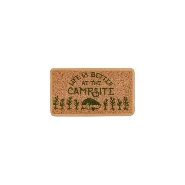Camco Life Is Better At The Campsite Scrub Rug, Brown / Dark Green